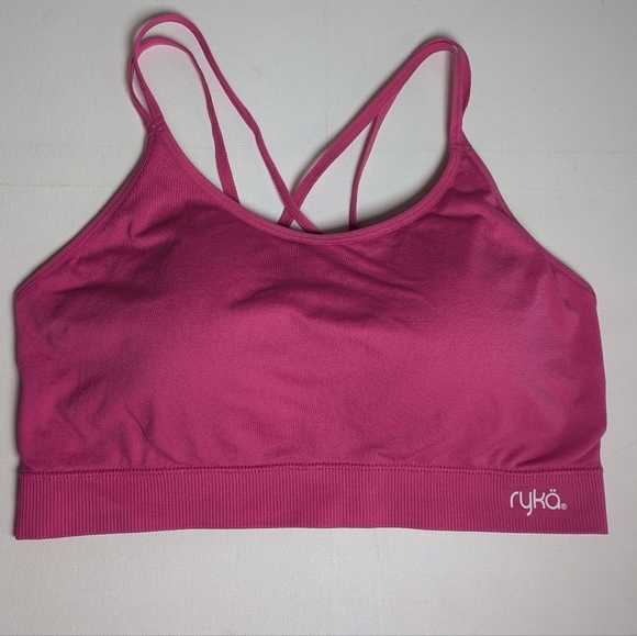 Ryka Other - Rykä Sports Bra Seamless Strappy Back Size XL Pink Removable Pads Yoga Gym EUC